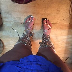 Gold knee length sandals